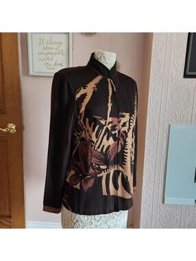 NWT St John Sport Expresso Multi Metallic Zip Sweater Jacket M $395
